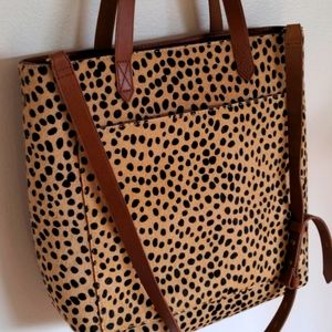 Madewell Medium Transport Tote leopard calf hair
